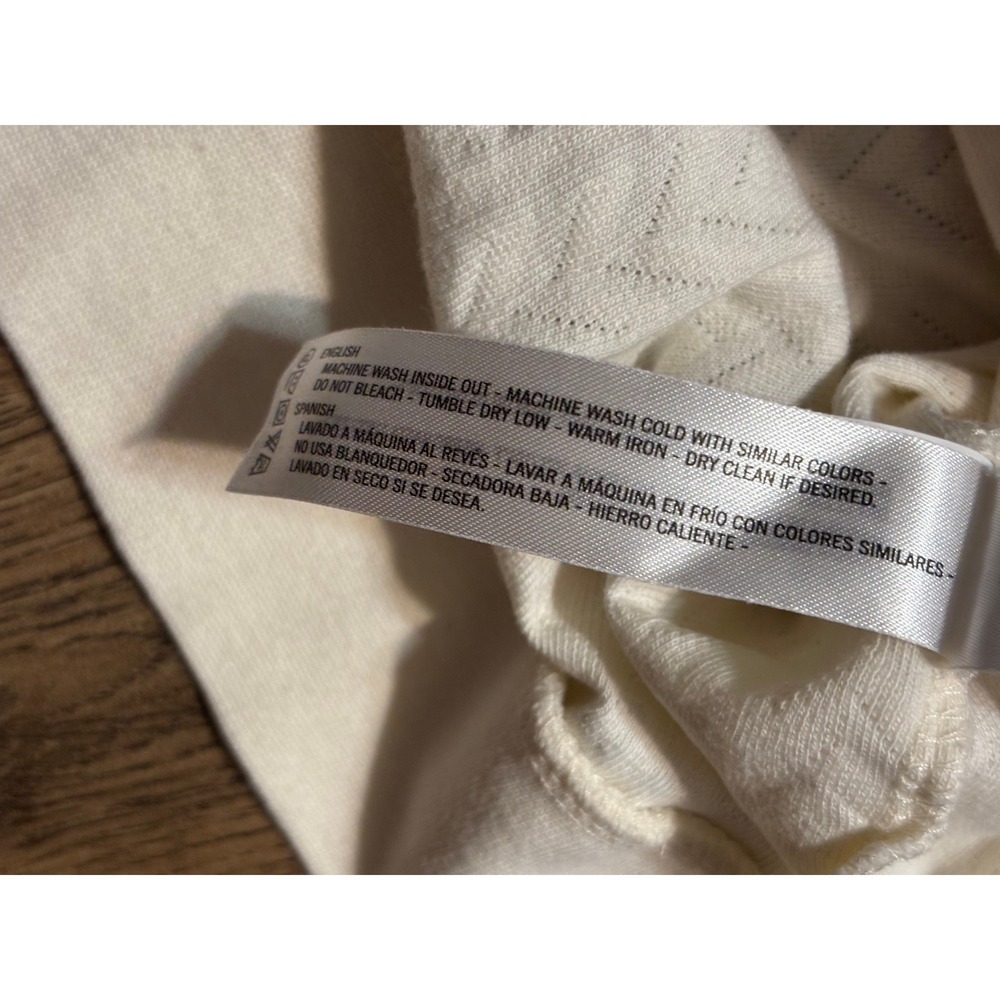 Denim & Flower Quarter Zip Polo Shirt Men XL Cream Adult Textured Knit Excellent - Picture 10 of 12